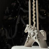 Подсвечник новогодний для тонкой свечи в форме статуэтки Лошади, сиивол года 2026 купить в интернет-магазине Антикварня