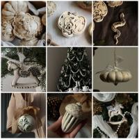 Комплект из 24 елочных игрушек ручной работы купить в интернет-магазине Антикварня