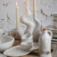 Столовый сервиз ручной работы "Жемчуг с подсвечниками и акссессуарами" купить в интернет-магазине Антикварня