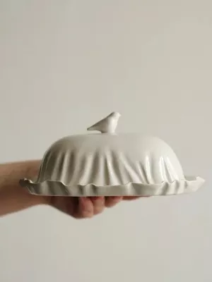 Масленка с птичкой на крышке ручной работы