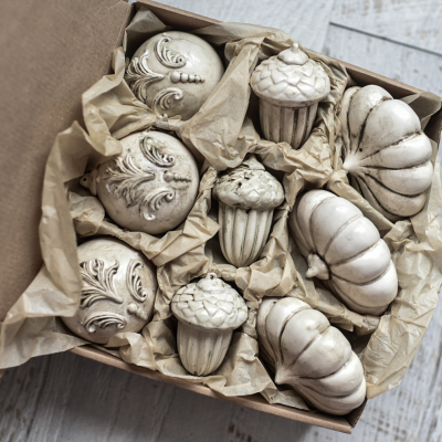 Набор елочных игрушек ручной работы из керамики ручной работы, купить в интернет-магазине антикварня