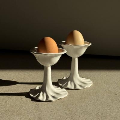 Подставка для яйца на высокой ножке Белый Жемчуг  ручной работы, купить в интернет-магазине антикварня